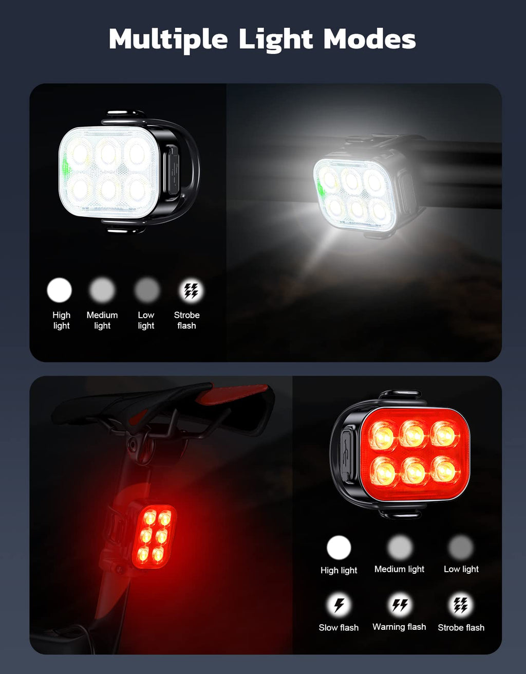 USB Rechargeable Bike Light Set