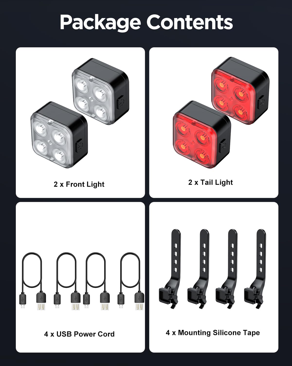 Rechargeable Bike Light Set