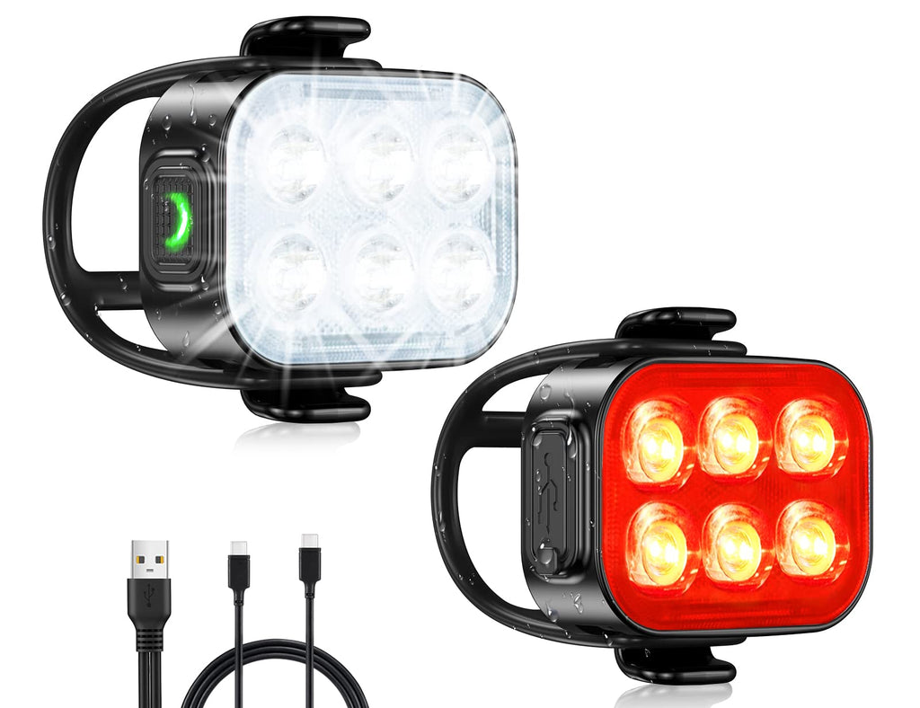 USB Rechargeable Bike Light Set