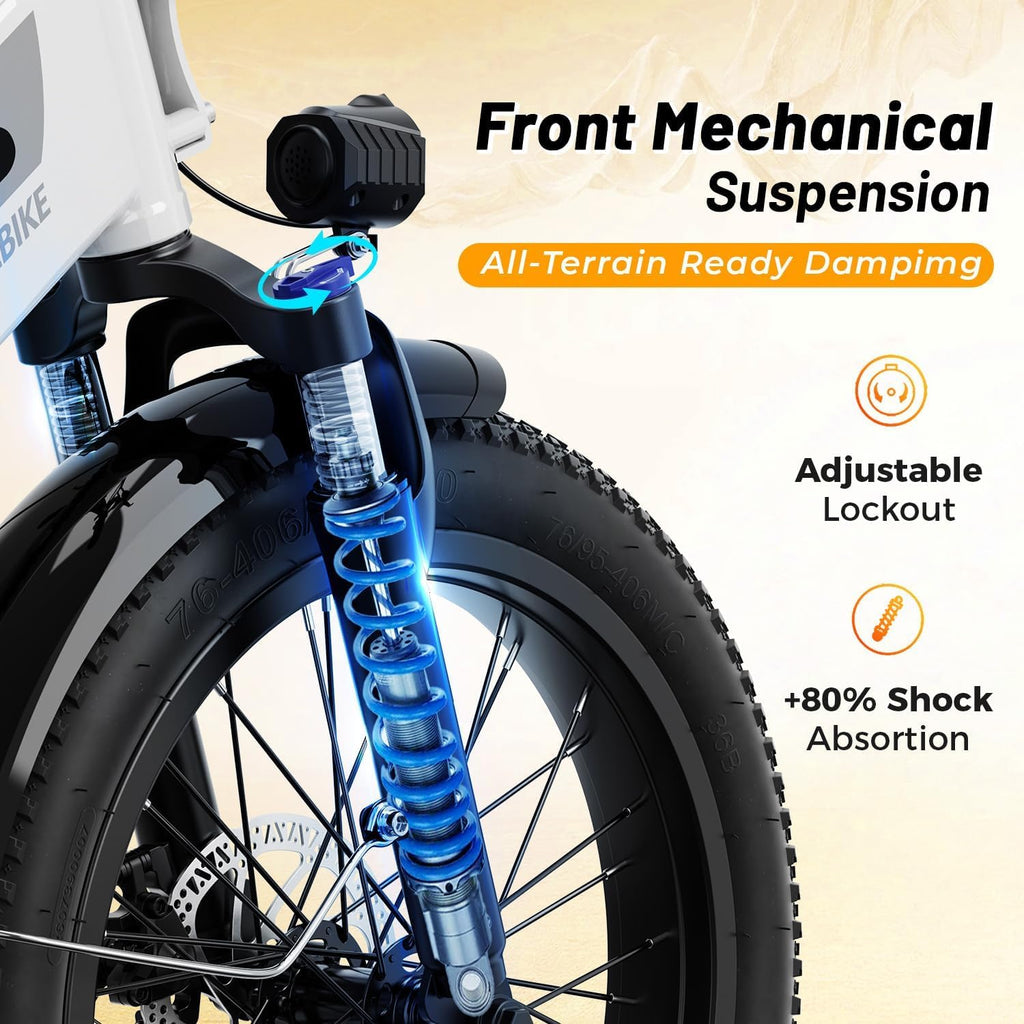 Aipas A2 Folding Electric Bike for Adults, 20" Fat Tire Commuter Ebike