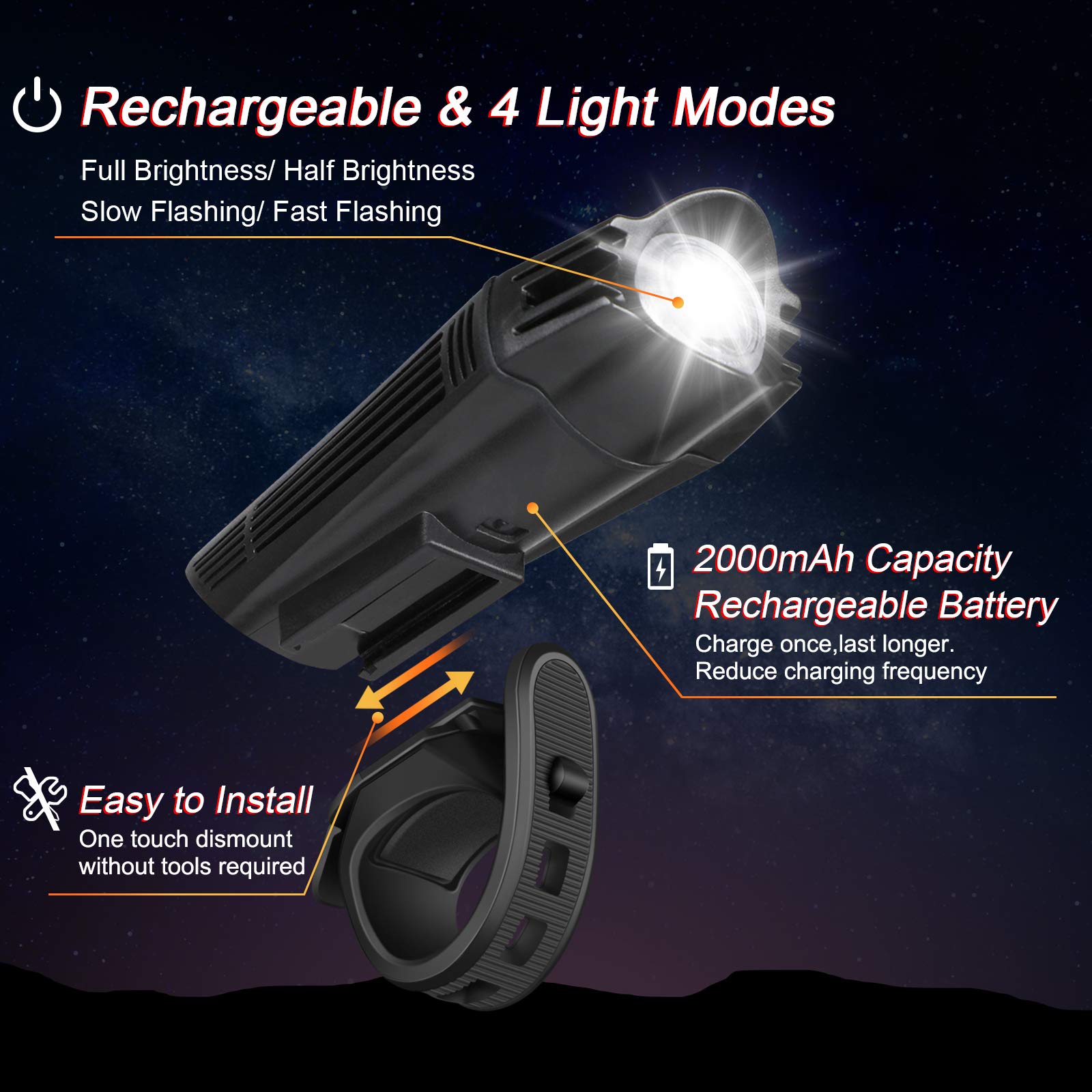 USB Rechargeable Bike Light Set