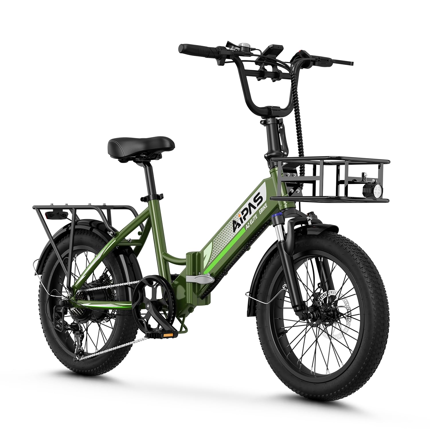 Aipas A2 Folding Electric Bike for Adults, 20" Fat Tire Commuter Ebike