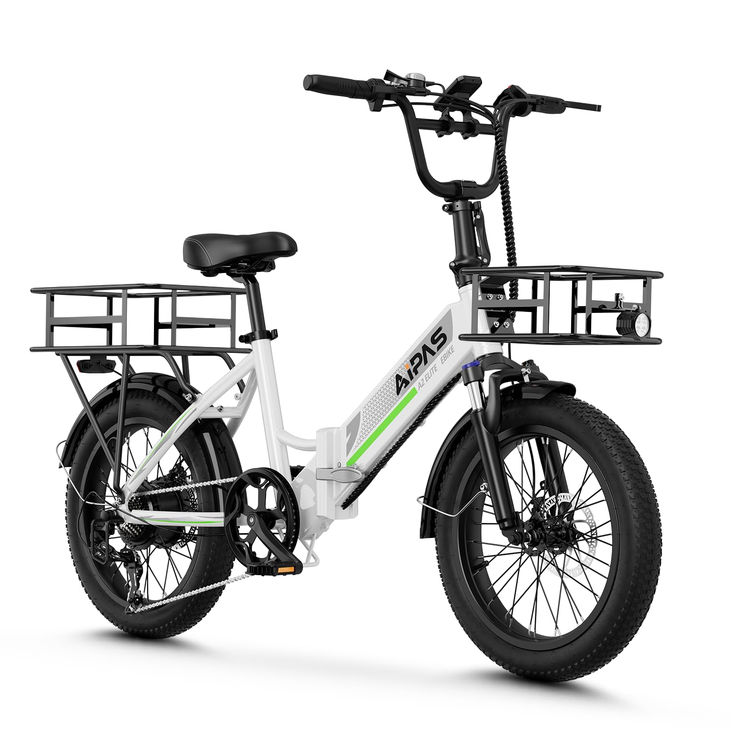 Aipas A2 Folding Electric Bike for Adults, 20" Fat Tire Commuter Ebike
