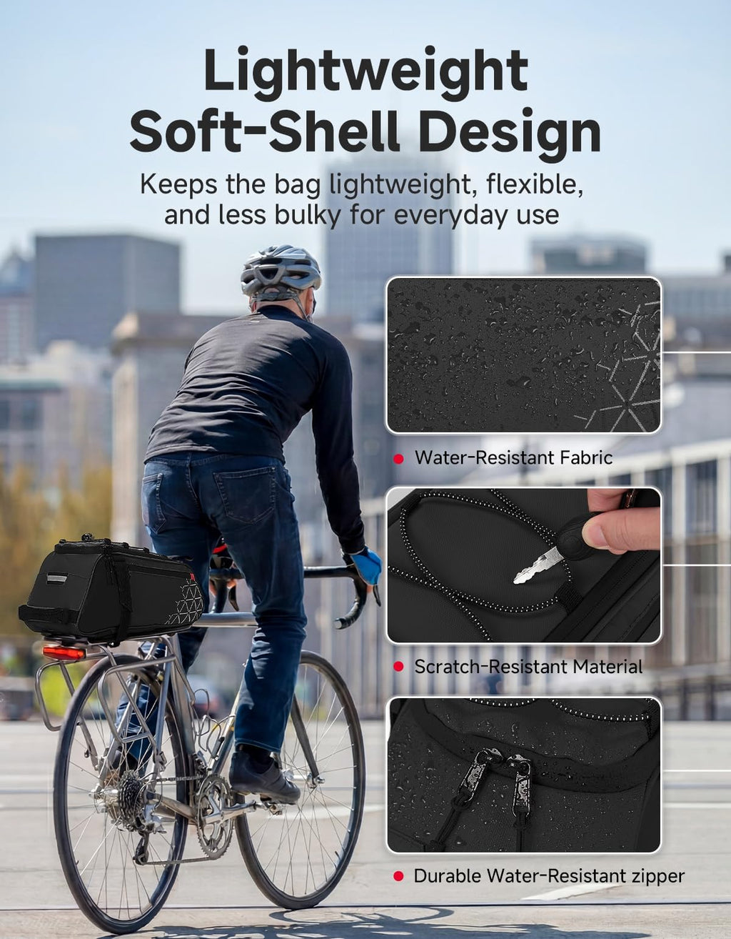 KEMIMOTO Bike Bag Rear Rack Bag Bicycle Trunk Bag