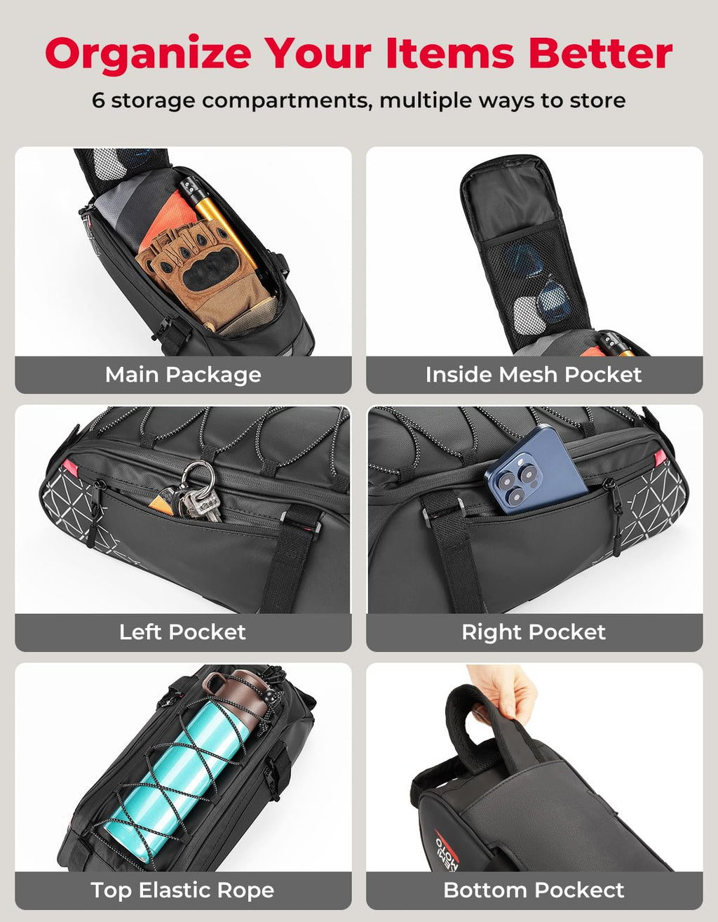 KEMIMOTO Bike Bag Rear Rack Bag Bicycle Trunk Bag