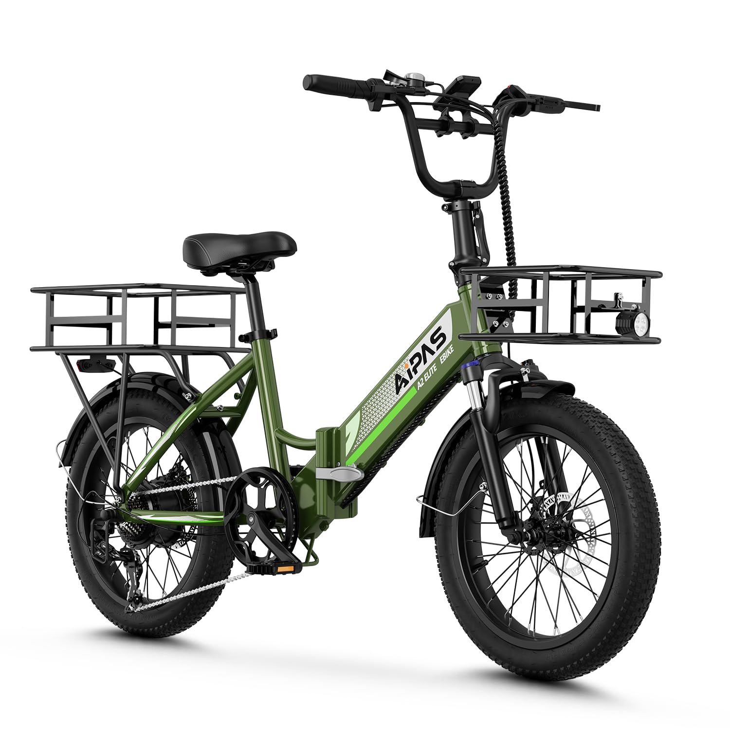 Aipas A2 Folding Electric Bike for Adults, 20" Fat Tire Commuter Ebike