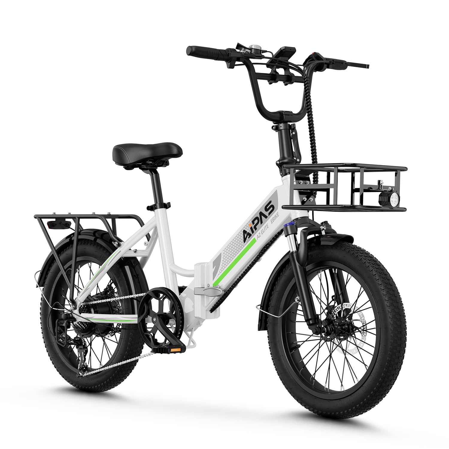 Aipas A2 Folding Electric Bike for Adults, 20" Fat Tire Commuter Ebike