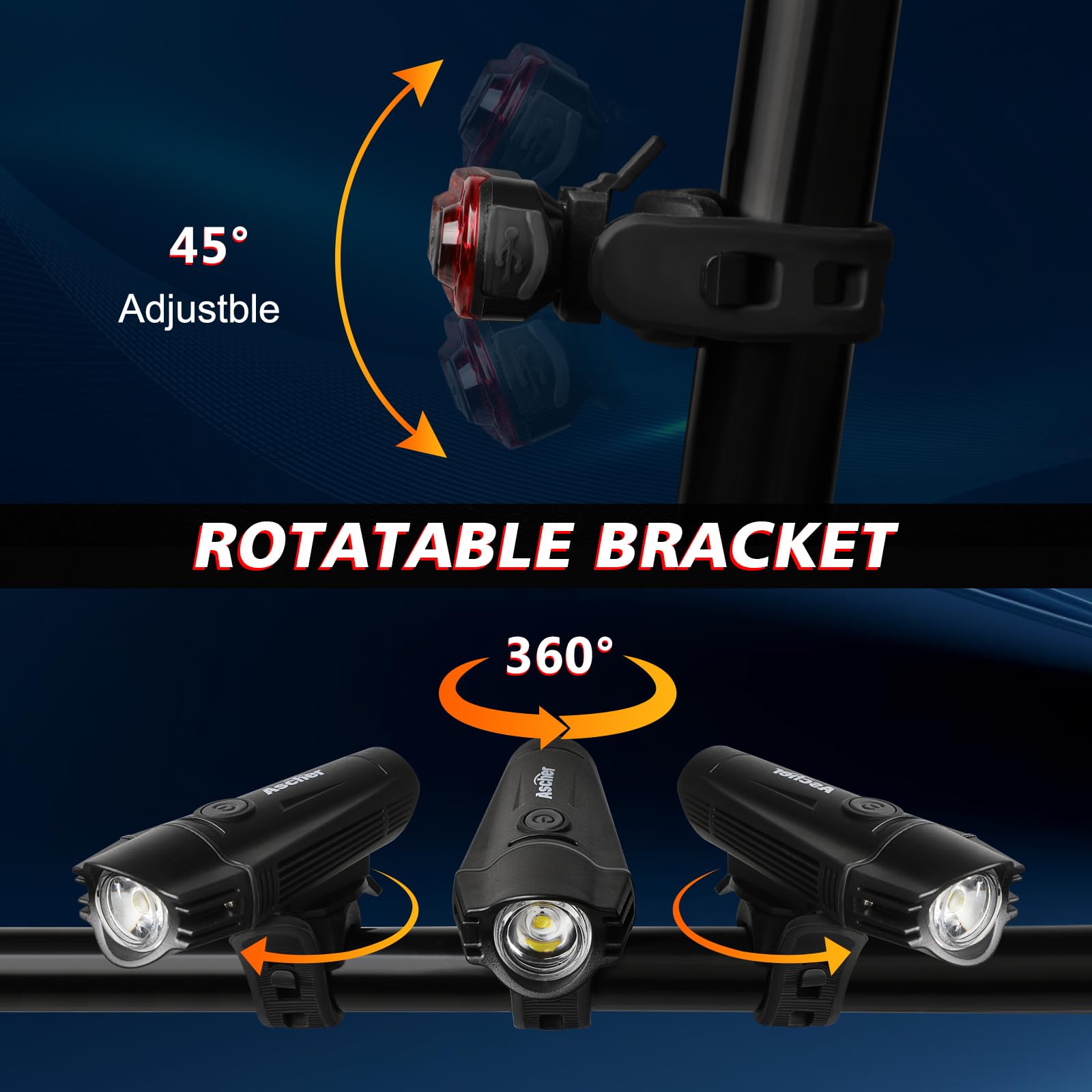 USB Rechargeable Bike Light Set