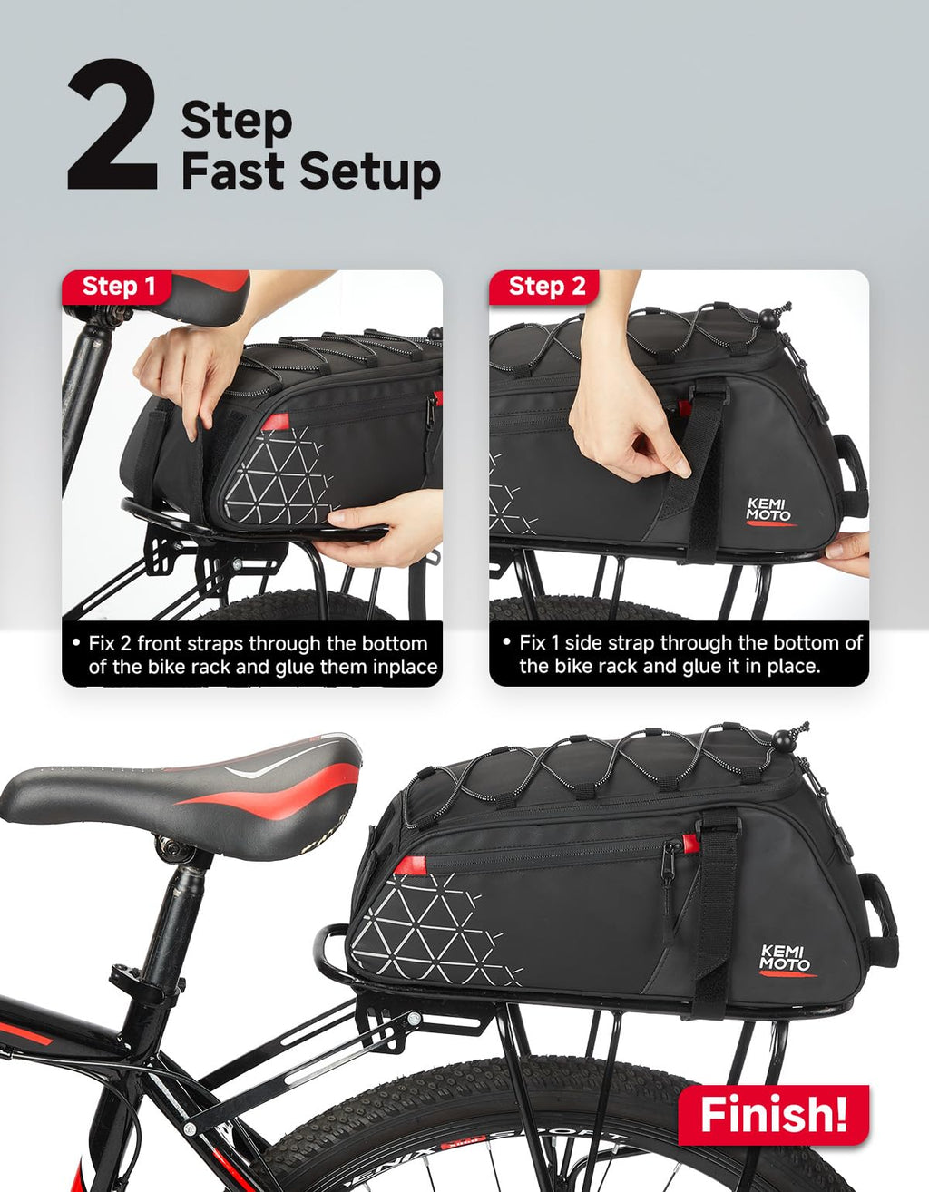 KEMIMOTO Bike Bag Rear Rack Bag Bicycle Trunk Bag