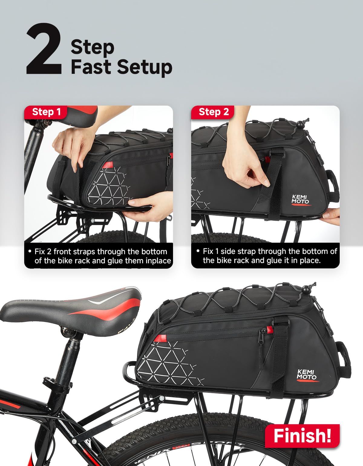 KEMIMOTO Bike Bag Rear Rack Bag Bicycle Trunk Bag