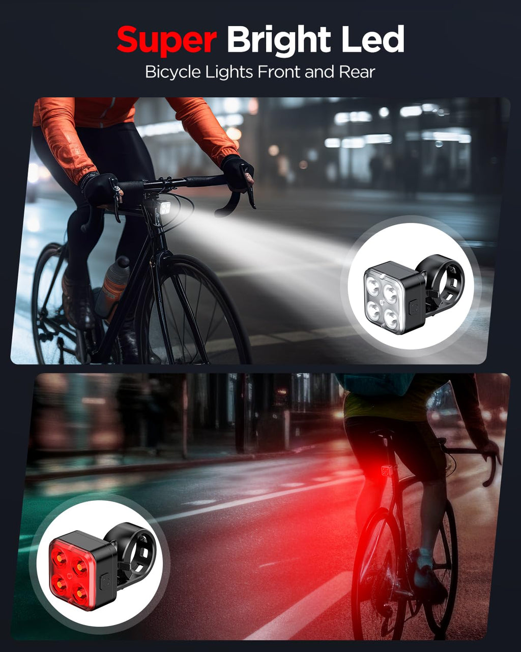 Rechargeable Bike Light Set