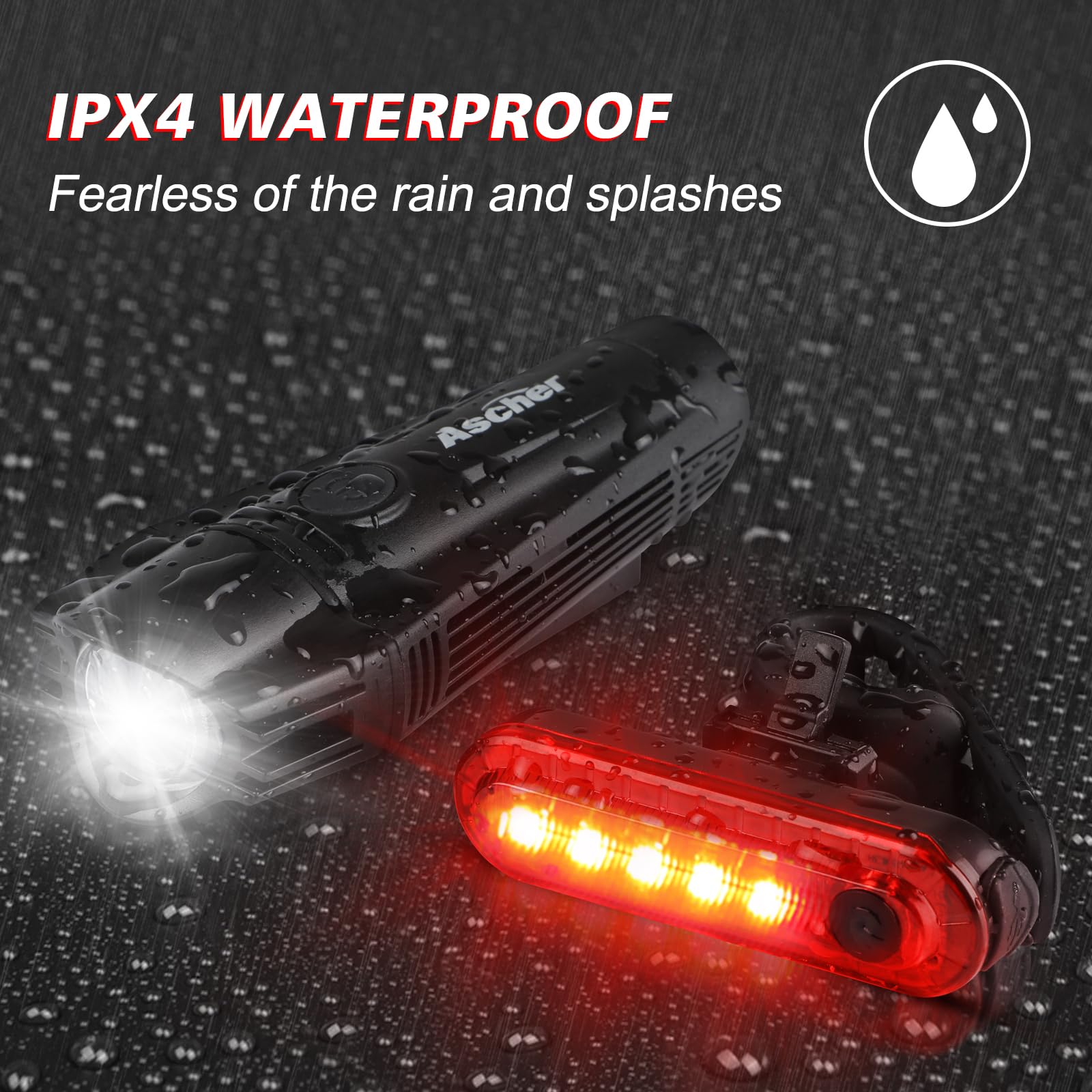 USB Rechargeable Bike Light Set