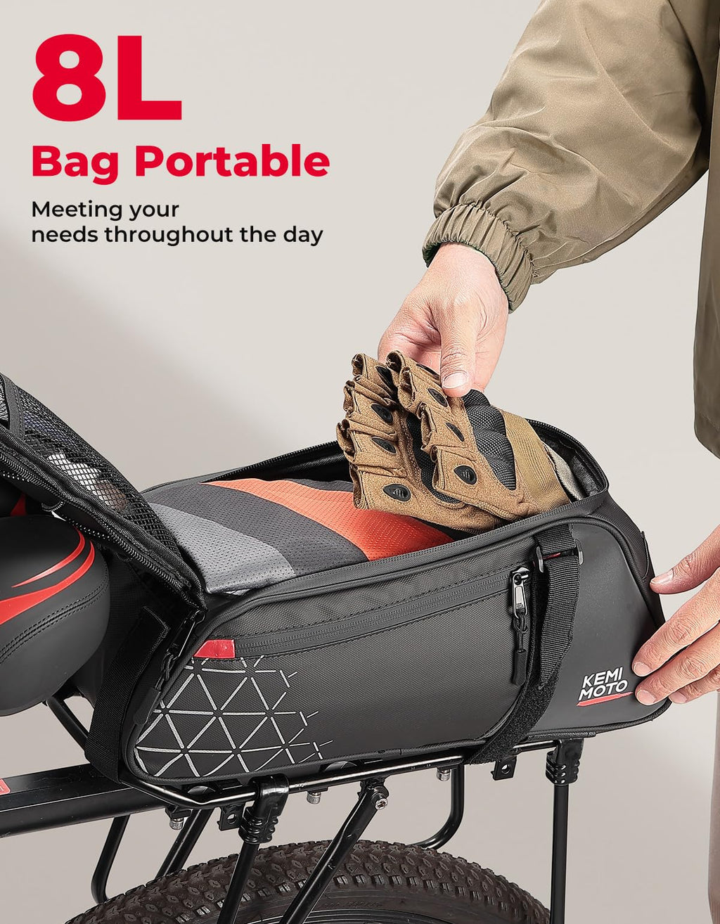 KEMIMOTO Bike Bag Rear Rack Bag Bicycle Trunk Bag